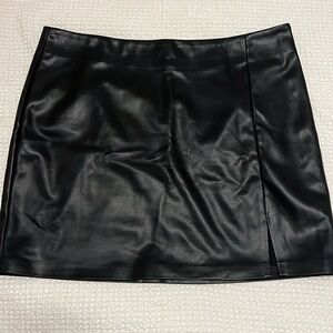 Topshop (Nordstrom) Faux Leather Skirt, Size 14, Slit at Bottom on One Side